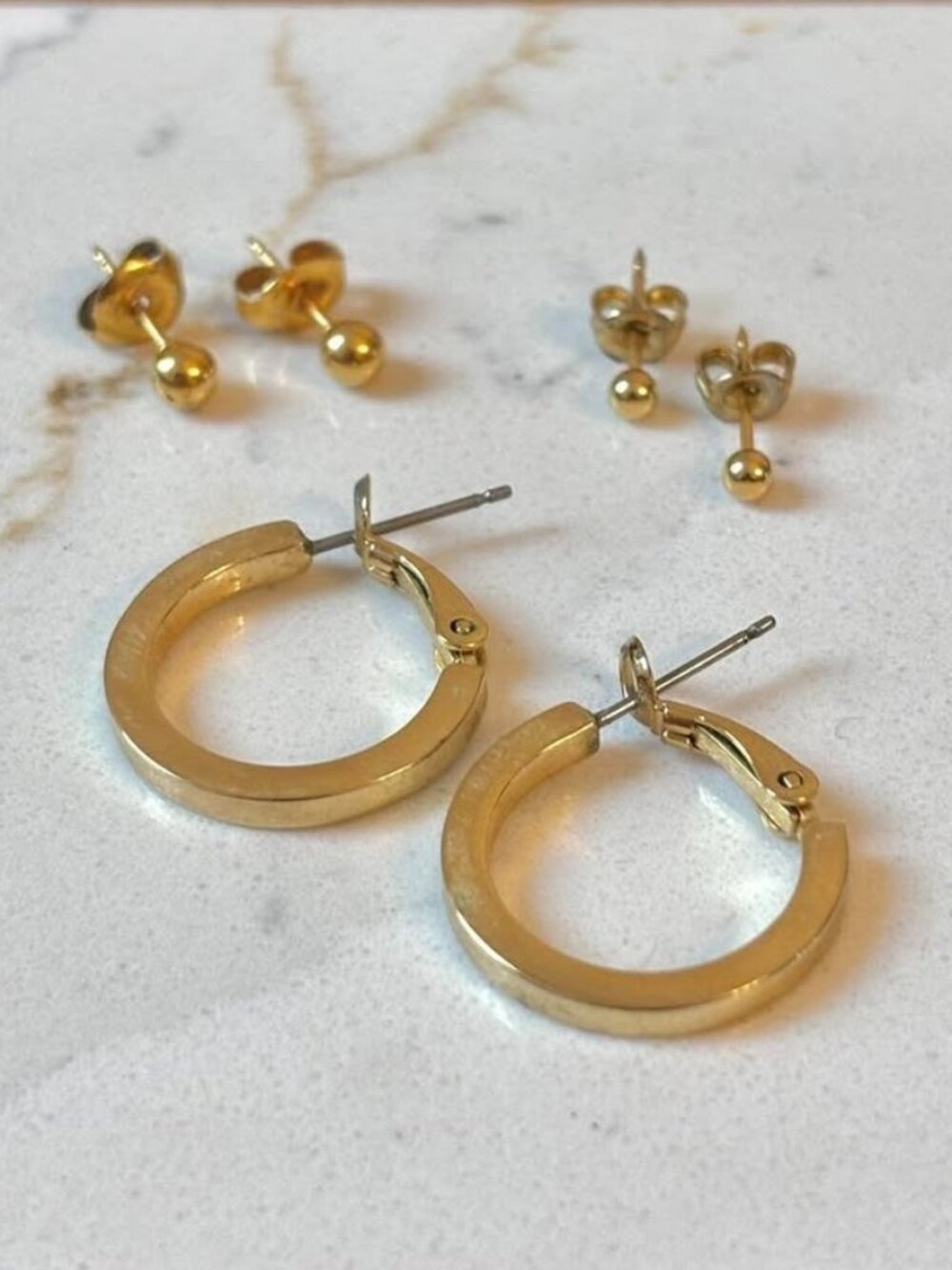 Gold earrings bundle -hoops and studs